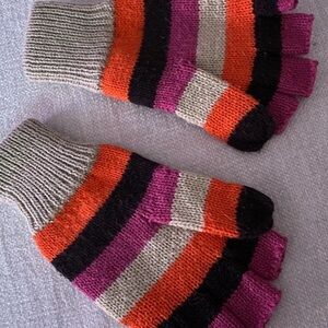 Vibrant Striped Fingerless Gloves for Kids